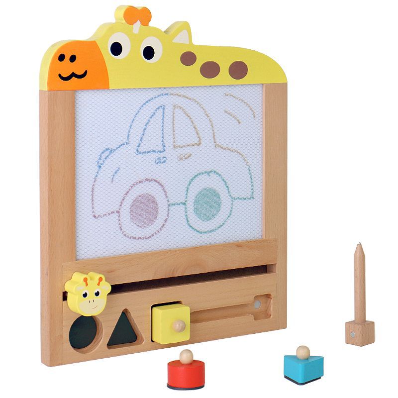 Children's wooden magnetic graffiti hand-painted board painting early education parent-child interactive enlightenment shape recognition educational toys