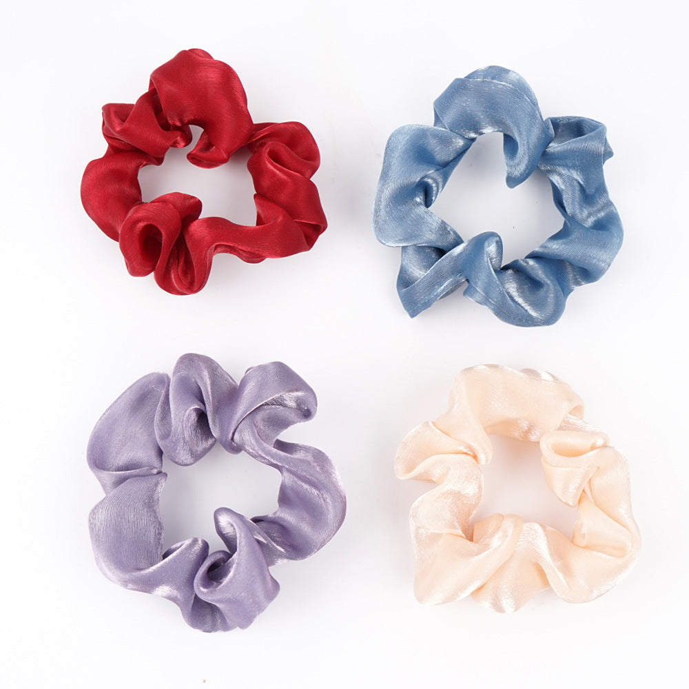 Cross-border supply of large intestine hair band headband for women European and American pearl head flower solid color hair tie ponytail fat intestine hair band