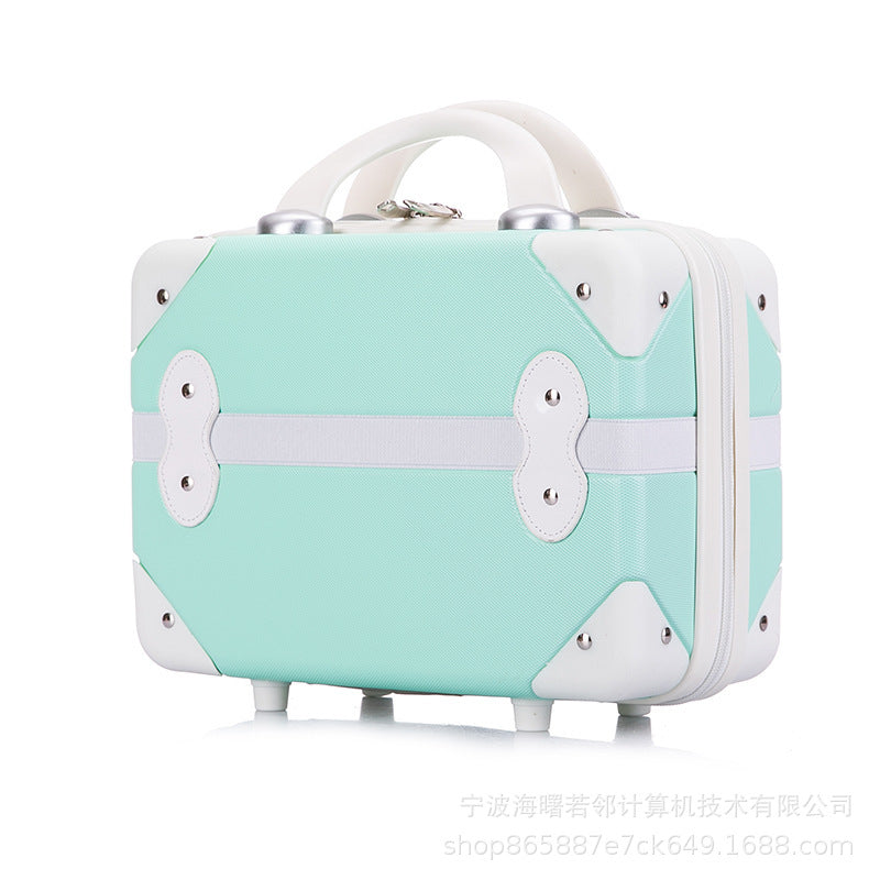 Retro mini suitcase 14-inch cosmetic case wedding dowry travel small box bag cosmetic boarding suitcase for women 