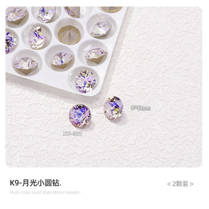 Nail art diamond jewelry wholesale K9 white moonlight blue high quality shiny multi-faceted pointed bottom love fat square axe diamond