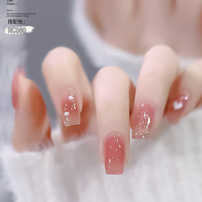 KaSi ice transparent nude nail polish 2024 new summer popular jade jelly transparent pink nail art