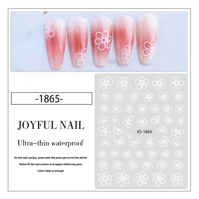 Nail stickers wholesale white flower ice flower stickers small white flower nail stickers waterproof with adhesive backing nail stickers