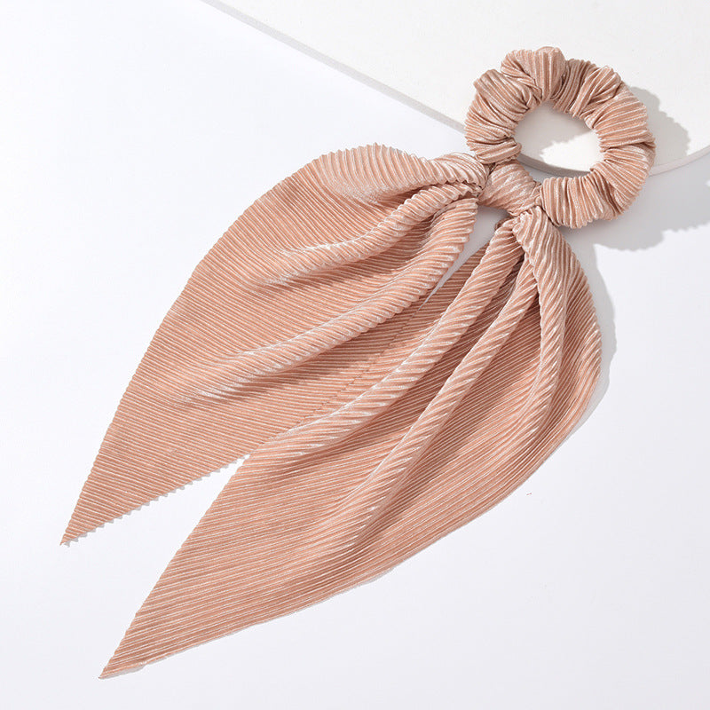 Factory direct sales, cross-border hot selling, wrinkled ribbon hair ring, Korean style, simple solid color hair band hair accessories