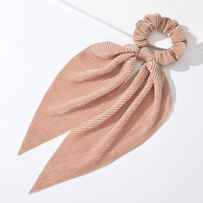 Factory direct sales, cross-border hot selling, wrinkled ribbon hair ring, Korean style, simple solid color hair band hair accessories