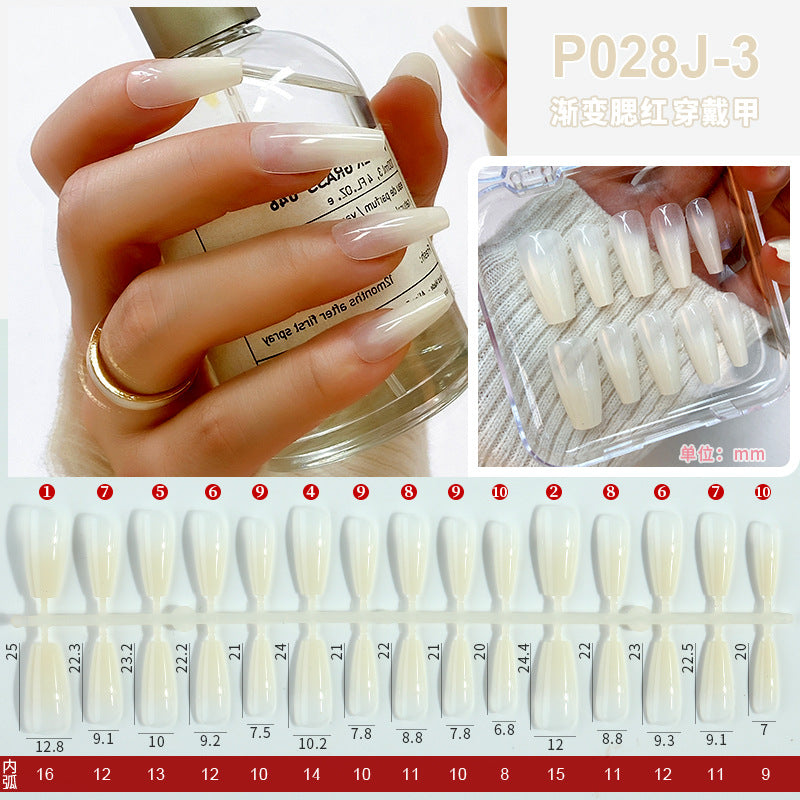 Nail polish spray semi-finished nail piece blush gradient nail polish spray painting hand-wearing long T-shirt fake nail piece