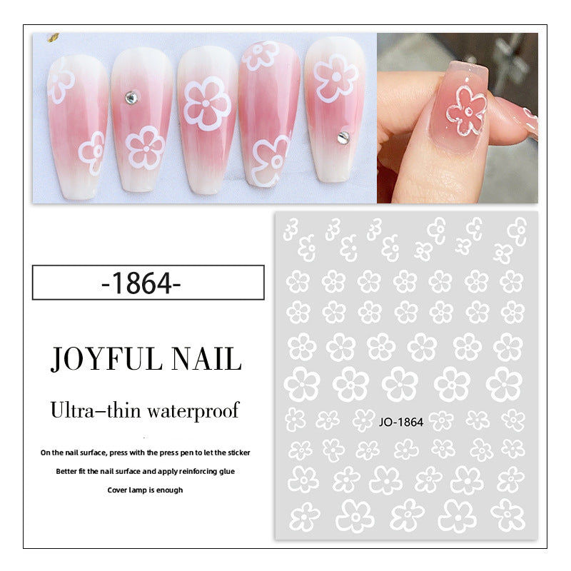 Nail stickers wholesale white flower ice flower stickers small white flower nail stickers waterproof with adhesive backing nail stickers