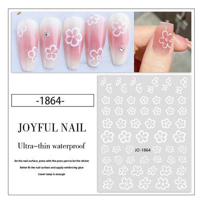 Nail stickers wholesale white flower ice flower stickers small white flower nail stickers waterproof with adhesive backing nail stickers