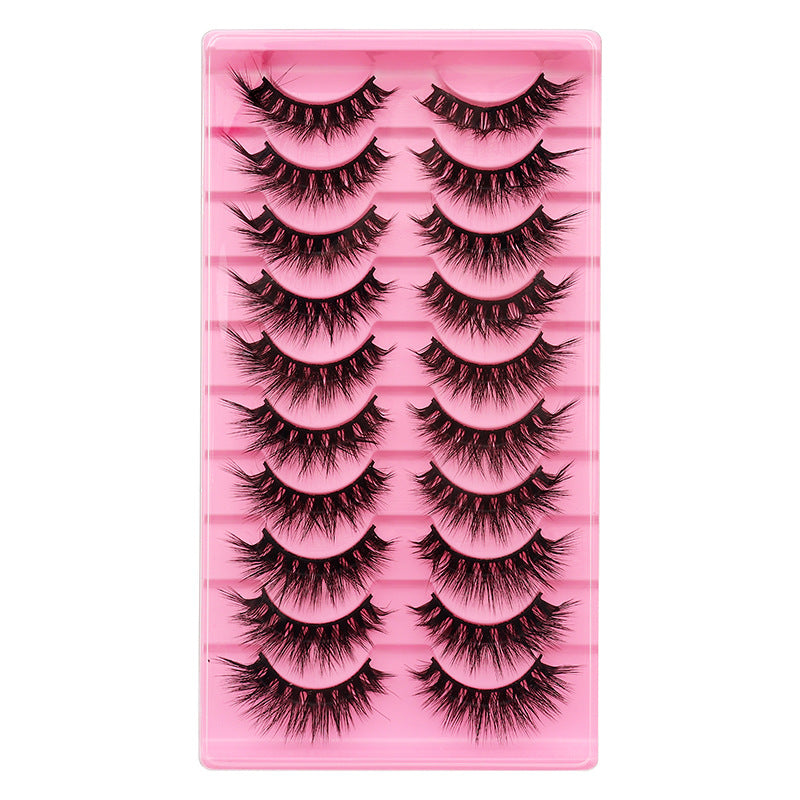 Dingsen cross-border false eyelashes factory 10 pairs of false eyelashes L natural thick curl