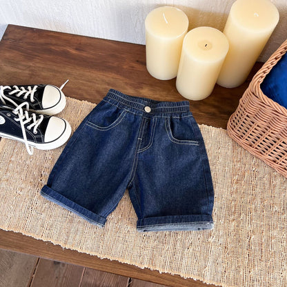 Children's clothing children's pants 2024 summer new casual boys denim shorts elephant children's shorts mid-length pants Korean version