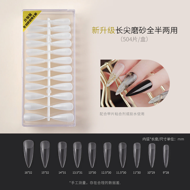 Nail art thin nail pieces without carving and grinding trapezoidal water drop almond frosted full stickers half stickers to extend the nail art shop can be folded without traces