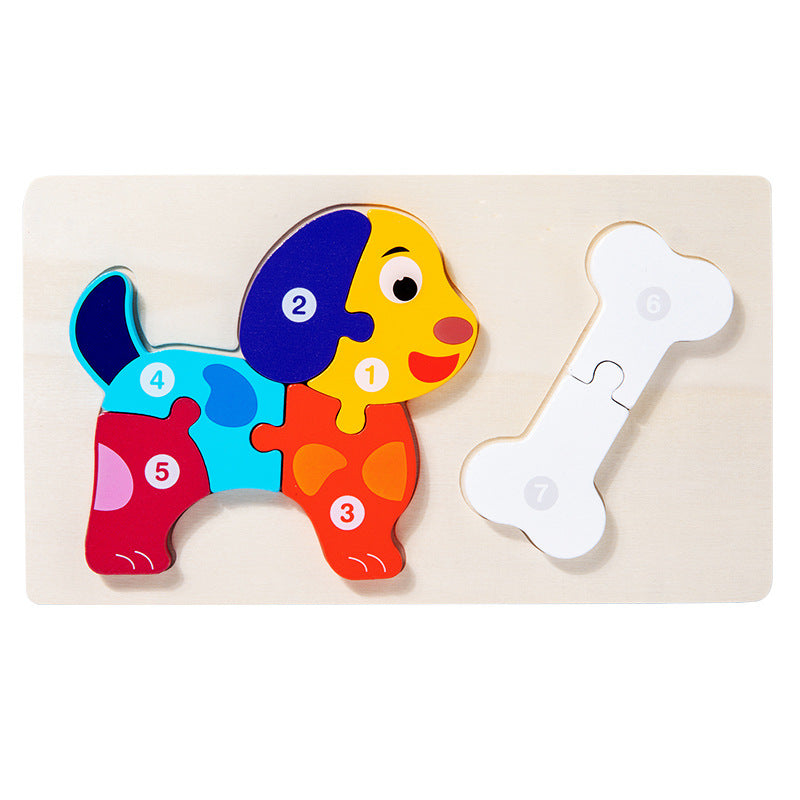 Cross-border children's wooden early education food chain animal color matching cognitive 3d three-dimensional jigsaw puzzle educational toys