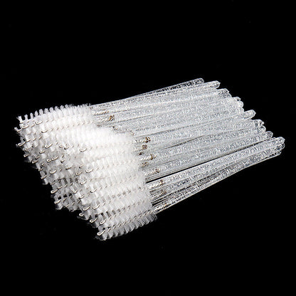 Wholesale disposable grafting eyelash brush portable white rod crystal brush colorful solid nylon head makeup brush