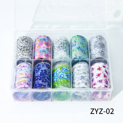 Cross-border nail art flower transfer paper flower series theme stickers spring daisy nail decals 10 mixed