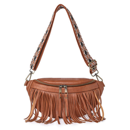 Bags Crossbody Bags Summer European and American Retro Tassel Pleated Chest Bag Macaron Color Girls Small Bag Wholesale