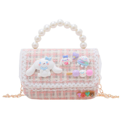 Fashion Pearl Handbag Children's Bag Simple Chain Girls Messenger Bag Beaded Mini Parent-child Shoulder Bag Wholesale 