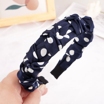 Wave dot headband cream gloss satin pleated ins headband female Korean version of hair accessories fabric hair pressing simple hair cave