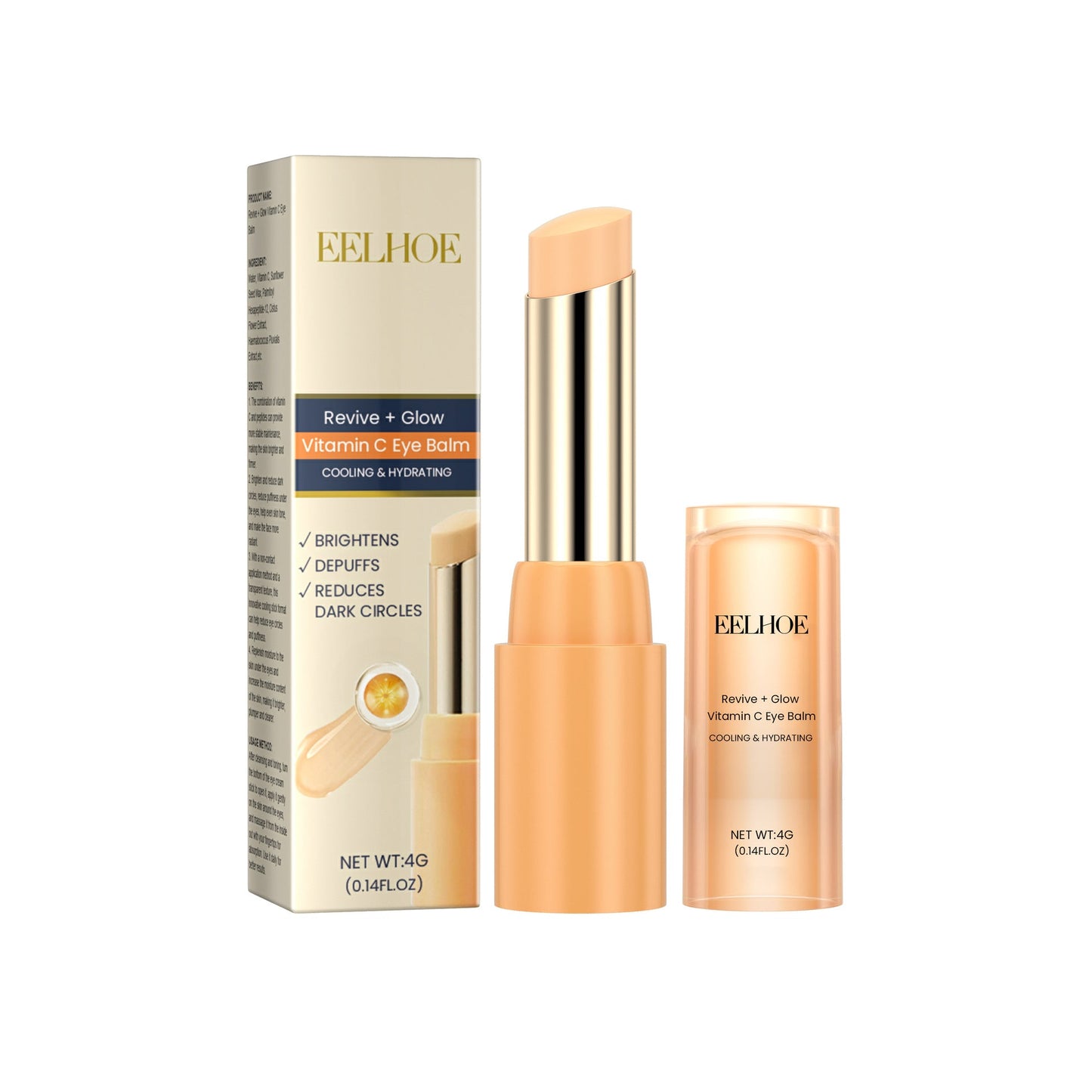 EELHOE vitamin C eye cream stick fades eye bags, fine lines at the corners of the eyes, crow's feet, firming the skin and moisturizing eye cream stick 