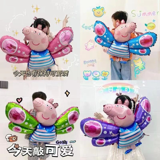 Star Dew Wings Peppa Pig Wings Balloon Coni Rabbit with Lighted Wings Children's Festival Inflatable Toy Cartoon Cartoon Film