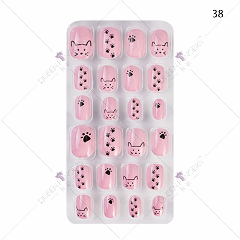 Zhifei nail art 24 pieces bagged wearable wearable nail pieces finished nail art children's nail art finished nail pieces