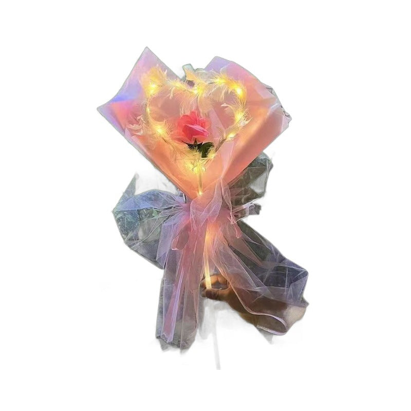 Cross-border luminous ball rose flower 520 Valentine's Day hot light balloon love feather bouquet street stall