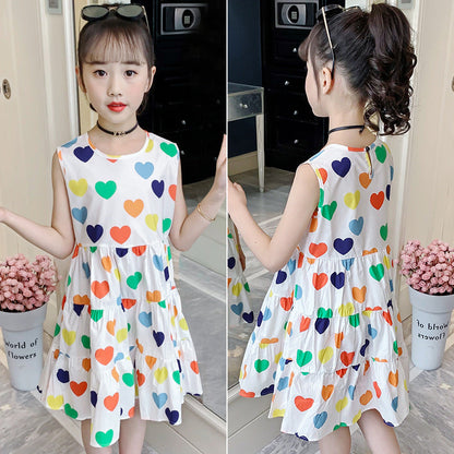 Girls summer vest dress 2024 new style children's cotton dress sleeveless princess dress Korean version suspender skirt