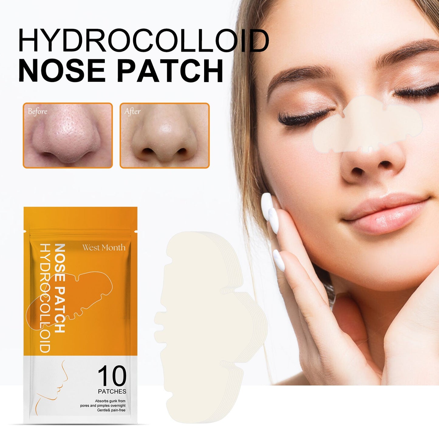 West&amp;Month Blackhead Remover Nose Patch Removes Blackheads, Acne, and Blackheads Deep Cleansing Pores and Dirt Peeling Nose Mask 