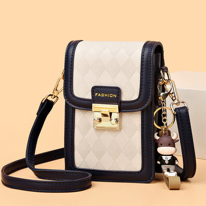 Bags 2024 new Korean style fashionable simple shoulder bag soft leather multi-layer middle-aged ladies one-shoulder crossbody mobile phone bag 