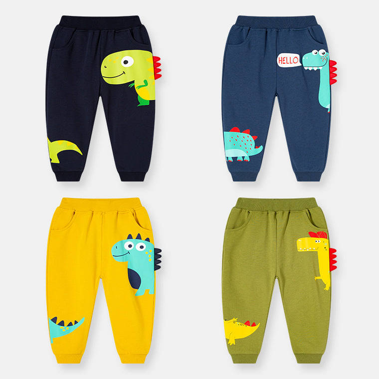 2024 new Korean version children's autumn casual trousers cartoon sports trousers boys knitted sweatpants one piece delivery