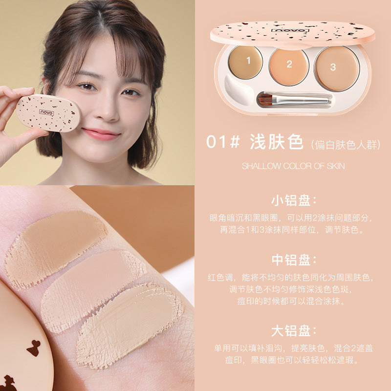 NOVO Concealer មានបីពណ៌ថ្មី បិទបាំងរន្ធញើស ធ្វើអោយមុខភ្លឺ បិទបាំងរង្វង់ភ្នែកខ្មៅ តម្លៃសមរម្យ 