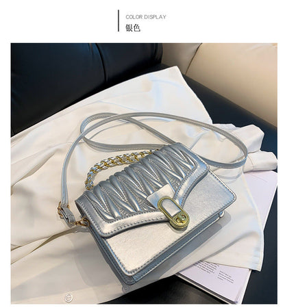 Korean fashion small bag for women 2024 autumn and winter new diamond chain bag personality simple small square bag messenger bag 