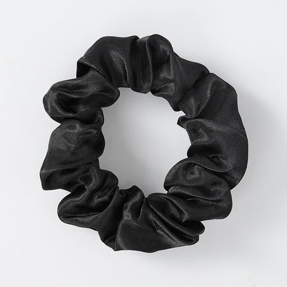 Cross-border pure color satin black ponytail headdress wholesale high elastic ladies all-match pig intestine hair ring headband mixed batch