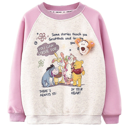 Children's baby girl winter plus velvet thickened sunshine wool sweater pullover bottoming shirt tiger head animal children kindergarten