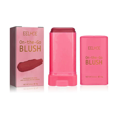 EELHOE Blush Stick ការតុបតែងមុខបីវិមាត្រ និងធ្វើឱ្យការតុបតែងមុខអាក្រាតកាយធម្មជាតិមិនជ្រាបទឹក ស្តើង និងមានមុខងារច្រើនមុខ 