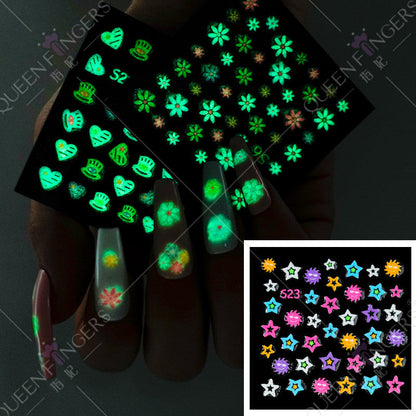 New nail art luminous butterfly stickers love flowers mixed nail art luminous nail stickers luminous stickers nail stickers