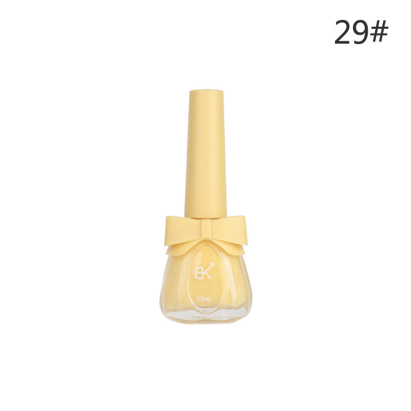 BK new bow seven-day water-based nail polish pure color free baking summer net red white macaron 13ml 