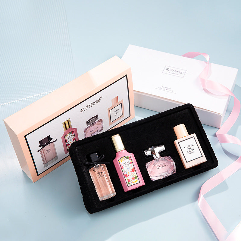 New Flower Story Women's Perfume Four-piece Gift Box Long-lasting Light Fragrance Flower Joy Blooming Perfume Vietnam Wholesale 