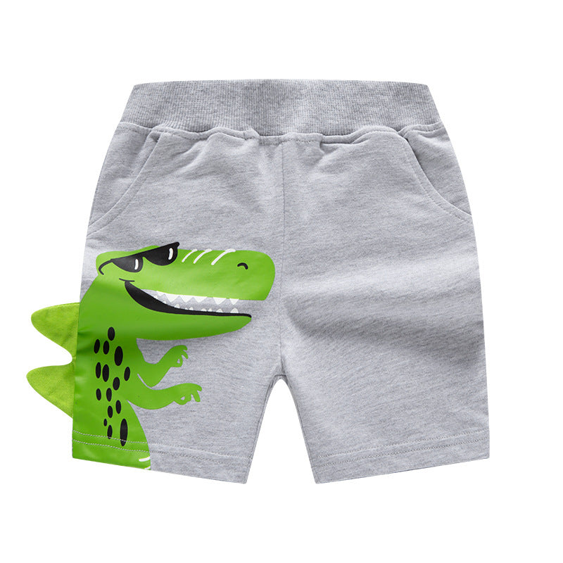 2024 new children's shorts cartoon dinosaur boy shorts sports pants summer children's clothing wholesale one piece drop shipping