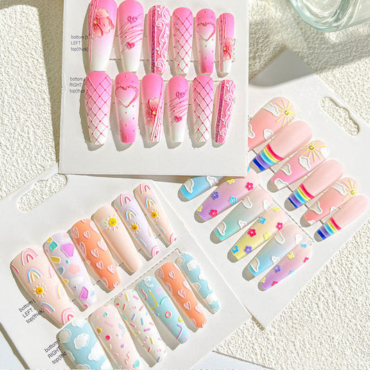 Amazon's new autumn and winter wear short adult relief nail pieces nail stickers high-end fake nail stickers