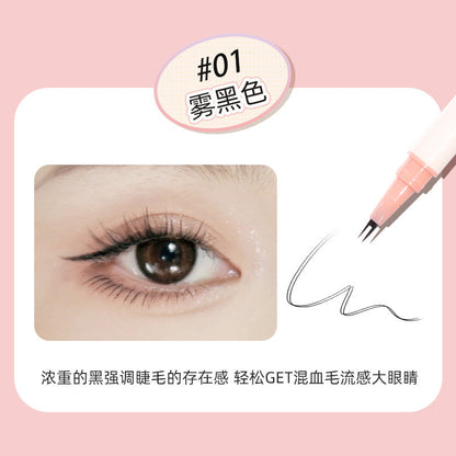 NOVO double claw ultra-fine eyeliner waterproof non-smudge low eyelashes cat claw ប៊ិចដង្កូវនាងស្ងួតរហ័ស ប្រើបានយូរ ពិតប្រាកដ 