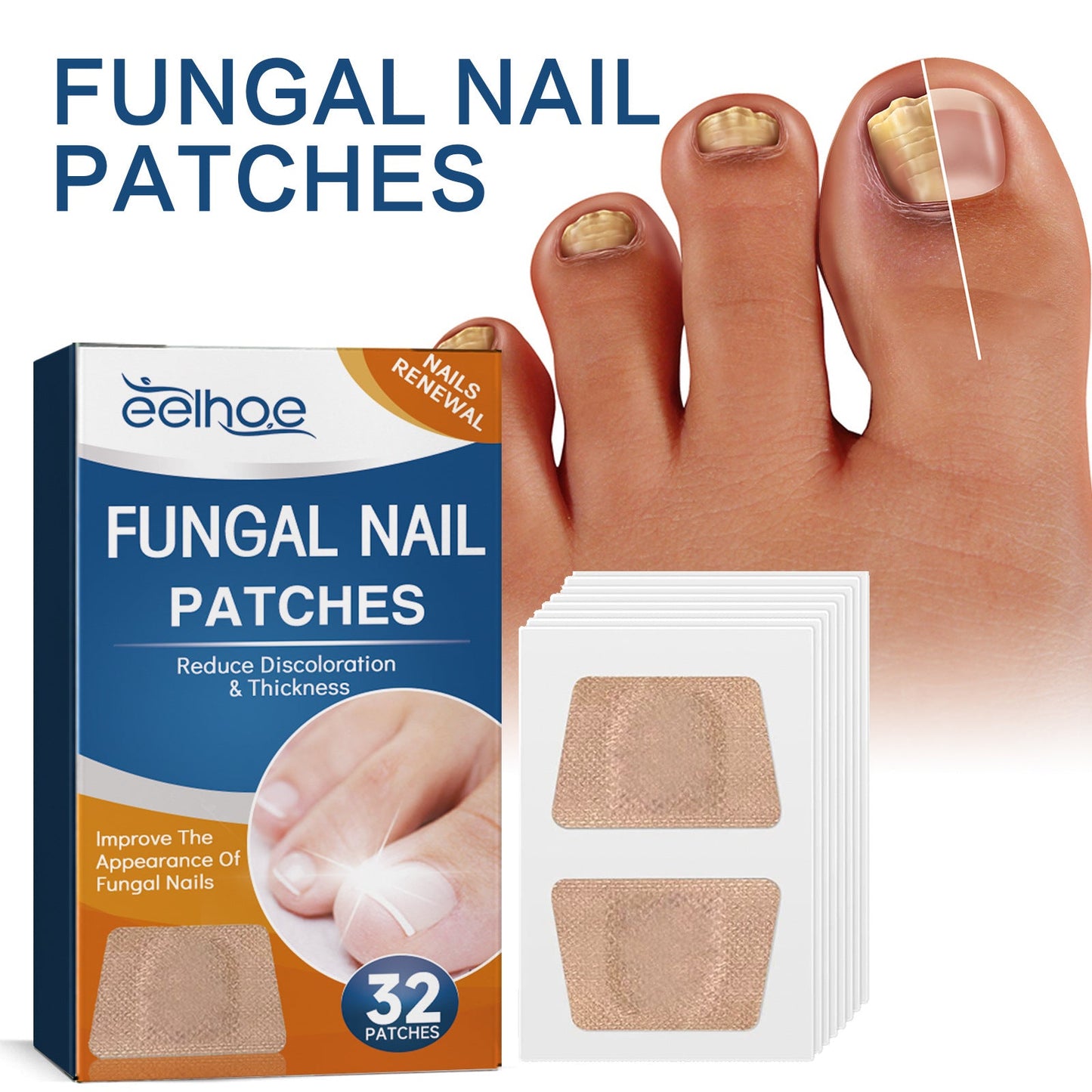 EELHOE Toenail Repair Patch Onychomycosis Care Toenail Soft Nail Ingrown Toenail Thickening Bright Nail Groove Repair Patch 