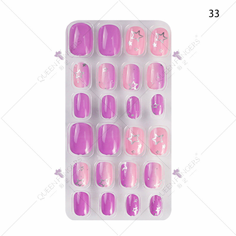 Zhifei manicure 24 ដុំក្នុងបន្ទះ បំណះក្រចកដែលអាចពាក់បាន ក្រចកសិប្បនិម្មិត បំណះកុមារ សិល្បៈក្រចក 