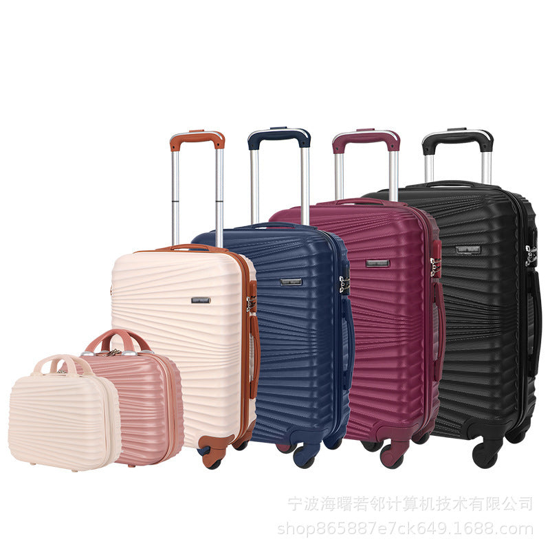 Cross-border abs three-piece suitcase for boarding, gift travel, universal wheel trolley case, spot password box, waterproof 