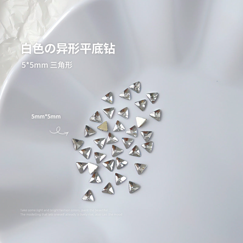 Nail jewelry flat bottom special shaped diamonds large and small mini water drop love square diamonds transparent diamonds white crystal wholesale