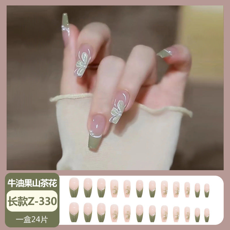 Wearable nail wholesale Xiaohongshu hot-selling nail art nail tips medium and long glitter black bow detachable nail stickers