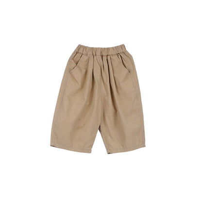 [Clearance Special] Children's Pants 2022 Summer Boys Loose Casual Wide-leg Pants Solid Color Cropped Pants