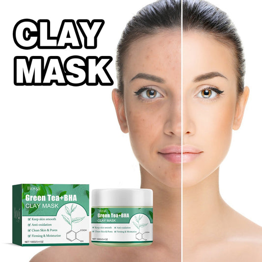 Hoygi Green Tea Cleansing Mud Mask សម្រាប់សម្អាតផ្ទៃមុខបានជ្រៅ ផ្តល់សំណើម ធ្វើឱ្យស្បែកស បំបាត់មុនក្បាលខ្មៅ និងមុន 