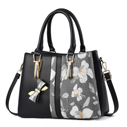 Personalized printed middle-aged mother bag large capacity handbag 2024 new fashion shoulder bag