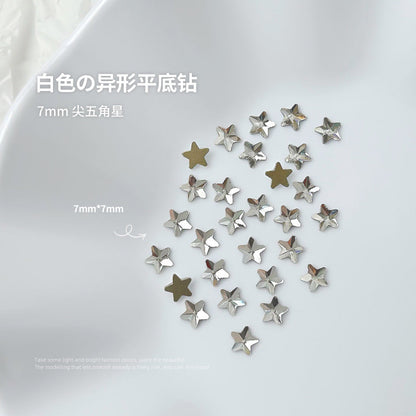 Nail jewelry flat bottom special shaped diamonds large and small mini water drop love square diamonds transparent diamonds white crystal wholesale