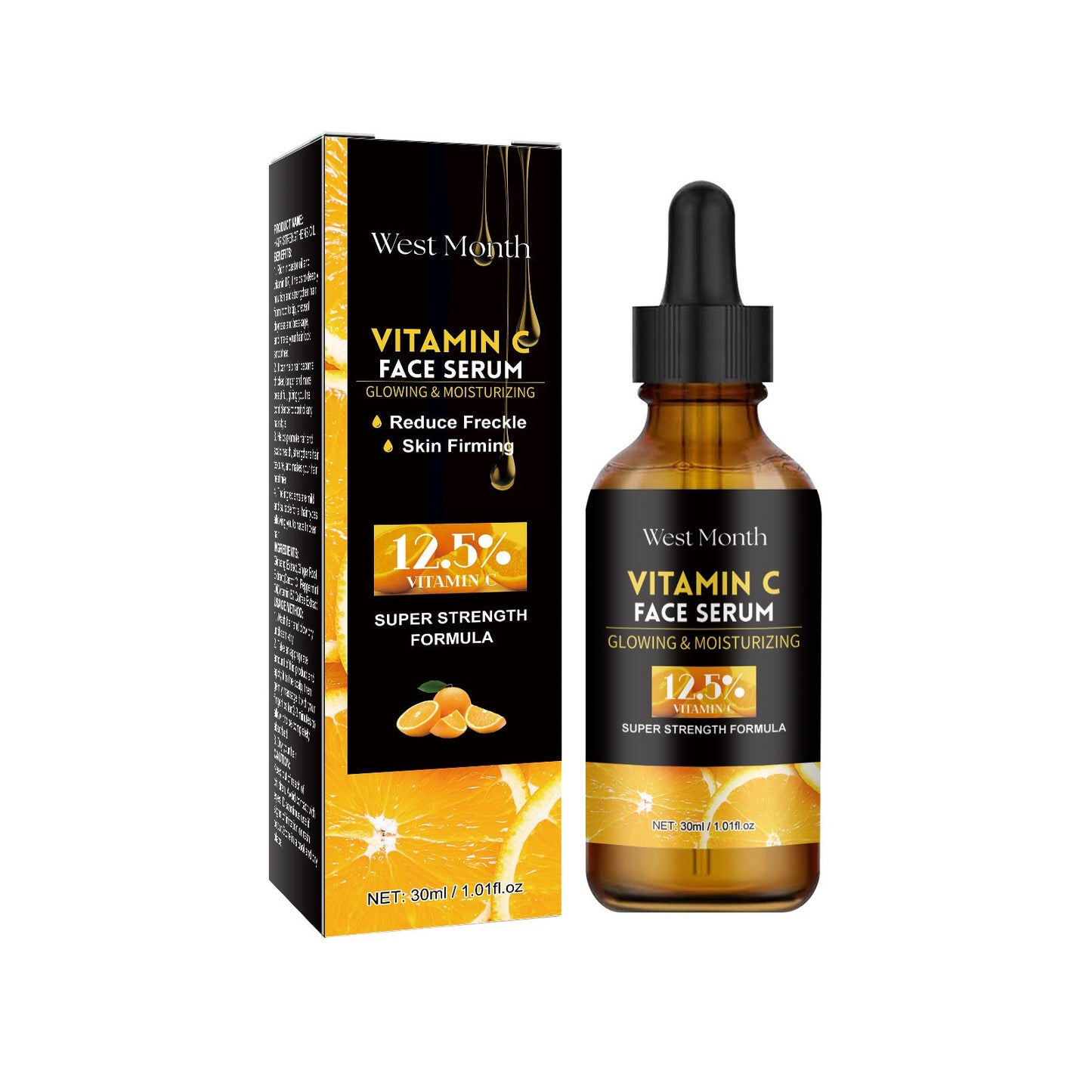 West&amp;Month Vitamin C Facial Essence បំបាត់ស្នាម បង្រួមរន្ធញើស ផ្តល់សំណើម និងប្រឆាំងភាពចាស់ 