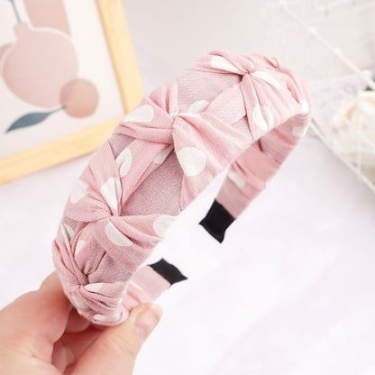 French headband for women Korean style simple small fresh five knot head buckle temperament fabric wide edge wave dot pressure headband hair cave